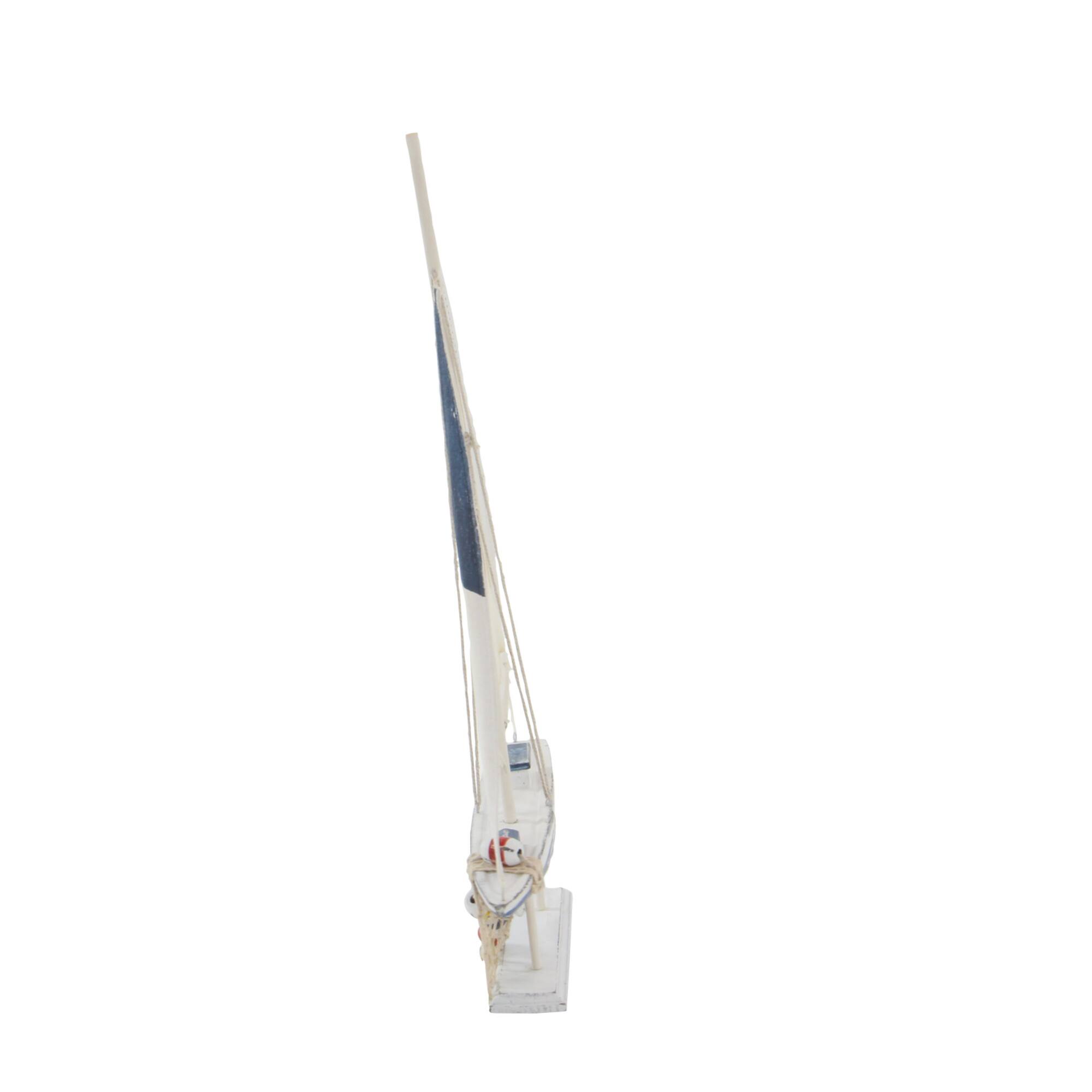 Set of 2 White Wood Coastal Sail Boat Sculpture, 22" x 13"
